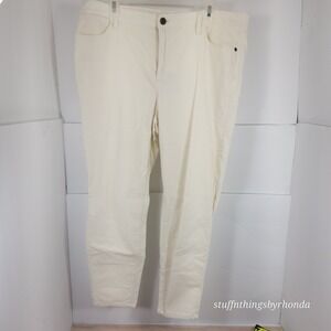 Talbots High Waist Slimming Thin‎ Corduroy Jegging Stretch Pants Cream Size 16P